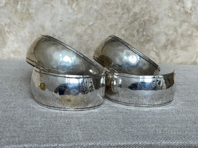 Vintage 1970s Jewelry From India HAMMERED Metal Cuffs BRASS or SILVER 1 Inch Wide New Old Stock