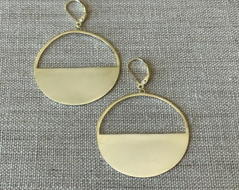 GOLD Earrings - Circular Earrings - SHINY Earrings - Gold Vermeil - Cutout Dangle Earrings - Modern Earrings - New Old Stock - NOS