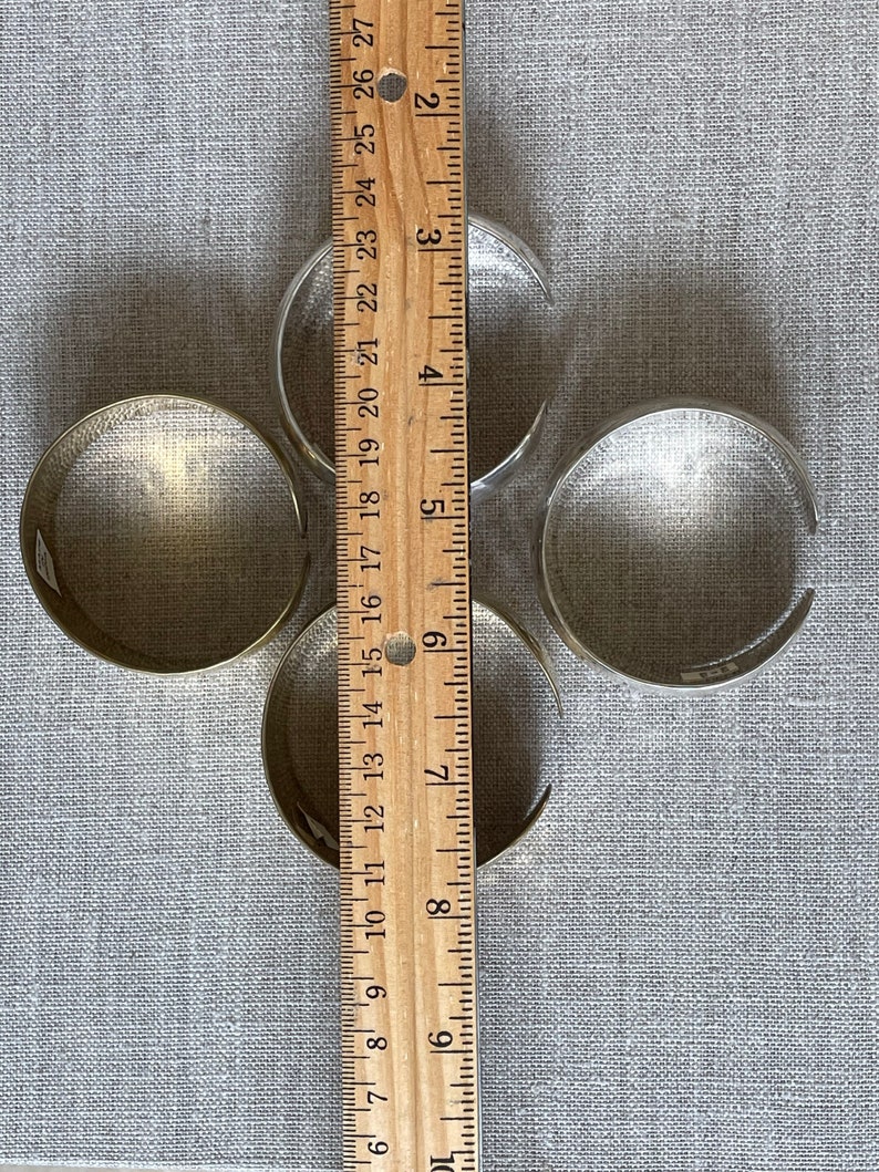 Vintage 1970s Jewelry From India HAMMERED Metal Cuffs BRASS or SILVER 1 Inch Wide New Old Stock