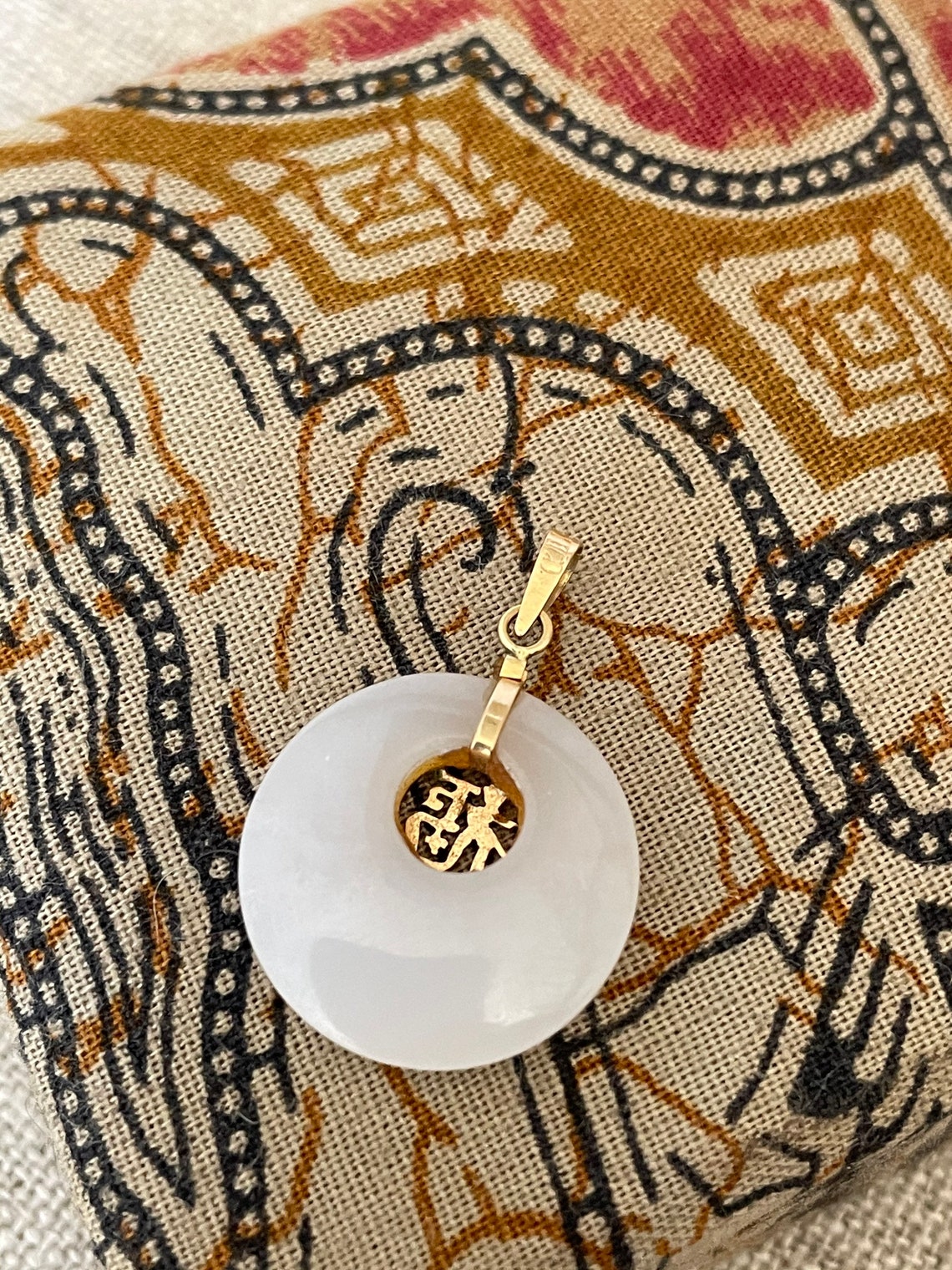 14K JADE Pendant Good Luck Charm Blessings & Prosperity Etsy