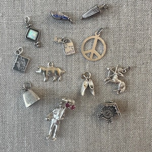 Vintage Sterling Silver Charms – Assorted Designs, Opal, Clogs, Zodiac, Bell