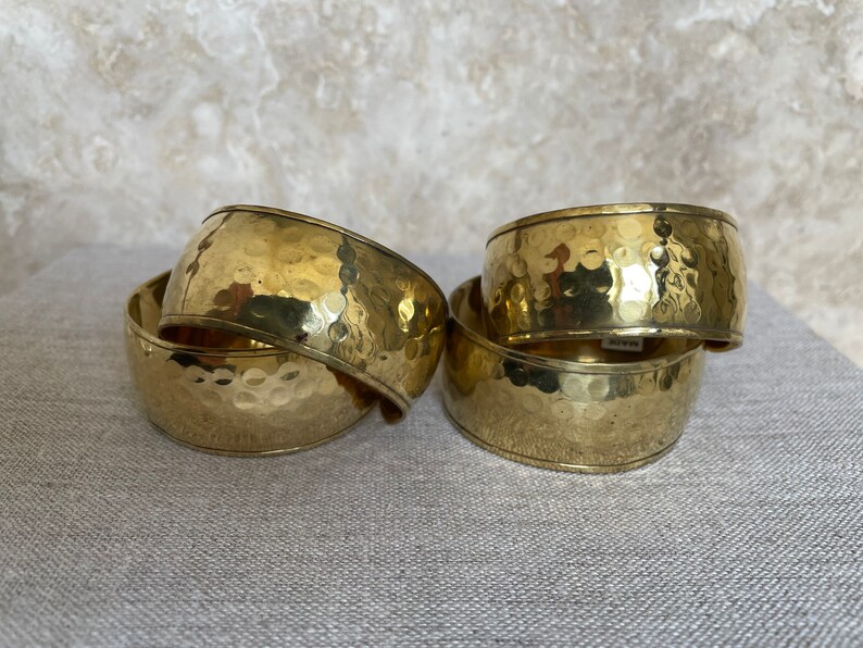 Vintage 1970s Jewelry From India HAMMERED Metal Cuffs BRASS or SILVER 1 Inch Wide New Old Stock