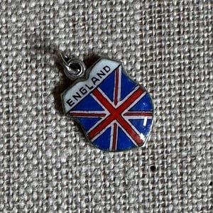 Vintage Travel Shield CHARM - Silver and Enamel - ENGLAND - British Charm - Souvenir Charms - Travel Shield - 800 Silver
