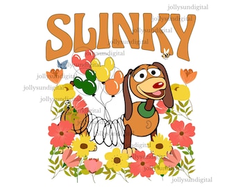 Perro Slinky de Disney PNG, Slinky de Toy Story PNG, Diseño de camiseta de perro Slinky de Pixar, Viaje familiar a Disney Magic Kingdom, Archivo de descarga digital