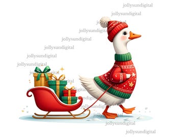 Anatra di Natale PNG: Clipart natalizio per Cricut, Sublimazione