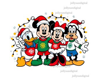 Mickey and Friends Christmas Png, Family Png, Very Merry Santa,Mickey Mouse Png, Christmas family Trip Png,Family Png