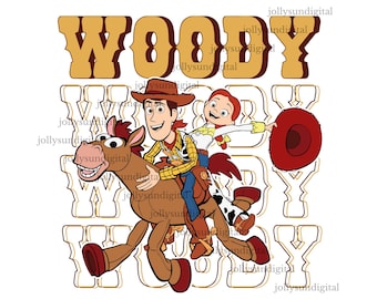 Toy Story Jessie & Woody PNG, Cartoon Clipart PNG (Digital Download)