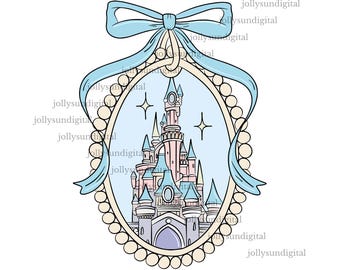 レトロプリンセスマジカルキャッスルボウPNG、コケットプリンセスキャッスルpng、ディズニープリンセス、ディズニーコケットミラーキャッスル、png、デジタルダウンロード