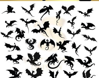 Dragon SVG Bundle – Fantasy & Medieval Dragon Silhouettes | SoftSparkDesign | Instant Download (svgs, PNG, DXF, pdf)