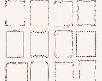 Whimsical Hand Drawn Frames SVG Bundle, Frames  Clipart, Doodle Frames PNG, Wavy Squiggle Border, Birthday & Wedding Invitation Frames
