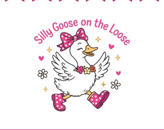 Ganso tonto suelto SVG, diseño PNG de sublimación de ganso femenino divertido, PNG de ganso tonto coqueto, diseño de camiseta de ganso femenino moderno