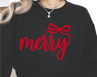 Merry Christmas Bow SVG, PNG, Christmas Coquette Bow Svg, Merry Christmas Svg, Christmas Shirt Svg,Winter Svg,Trendy Christmas Svg