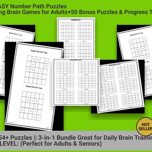 大きな文字で書かれた504種類の簡単な数字パズル｜3in1脳トレバンドル｜ボーナス（デジタルダウンロード）
