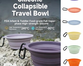 Comedero plegable de silicona para mascotas: comedero portátil de viaje para perros y gatos, ideal para acampar, hacer senderismo y actividades al aire libre.