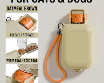 Bottiglia d'acqua portatile pieghevole per animali domestici | Distributore di cibo e acqua 2 in 1 per cani e gatti | Tazza per bere da viaggio all'aperto
