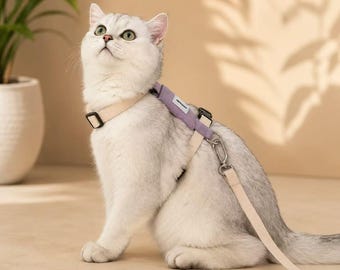 Conjunto de arnés y correa para gatos, arnés tipo chaleco ligero a prueba de escapes, arnés ajustable para pasear gatos.