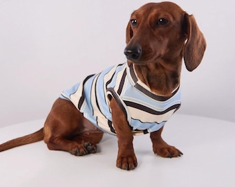 Dachshund Clothes Striped Shirt, Sausage Dog Outfit, Wiener Dog Clothes, Small Dog Shirt, Breathable Puppy Apparel, Cute Pet Clothing