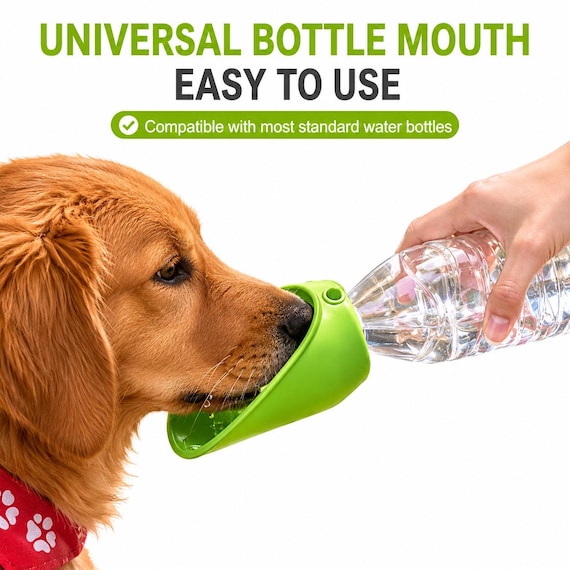 Portable Dog Water Bottle Foldable Silicone Dog Drinking Cup Universal Bottle Adapter Pet Travel Water Dispenser for Hiking Camping Walking