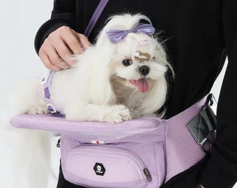 Marsupio pieghevole per animali domestici, borsa da viaggio per cani e gatti di piccola taglia, supporto ergonomico per la vita, traspirante e lavabile.
