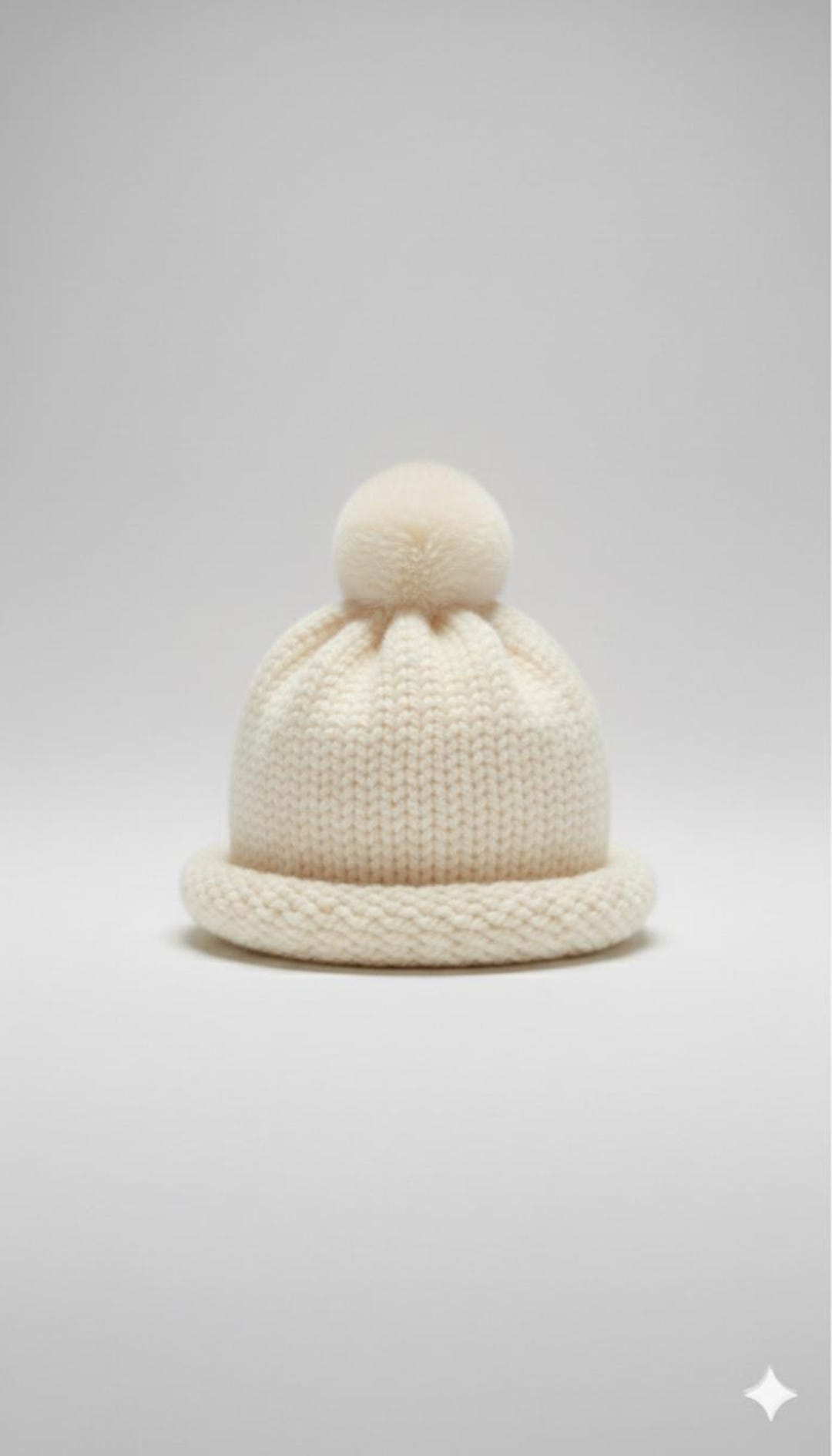 Handmade Baby Pom Pom Hat in Cream, Soft Knit Newborn Beanie for Boys ...