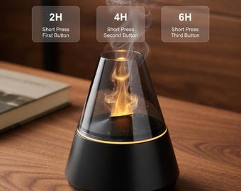 Difusor de aceites esenciales con efecto llama - Humidificador de aromaterapia con niebla de fuego realista y luz nocturna LED para dormir y relajarse en el dormitorio.