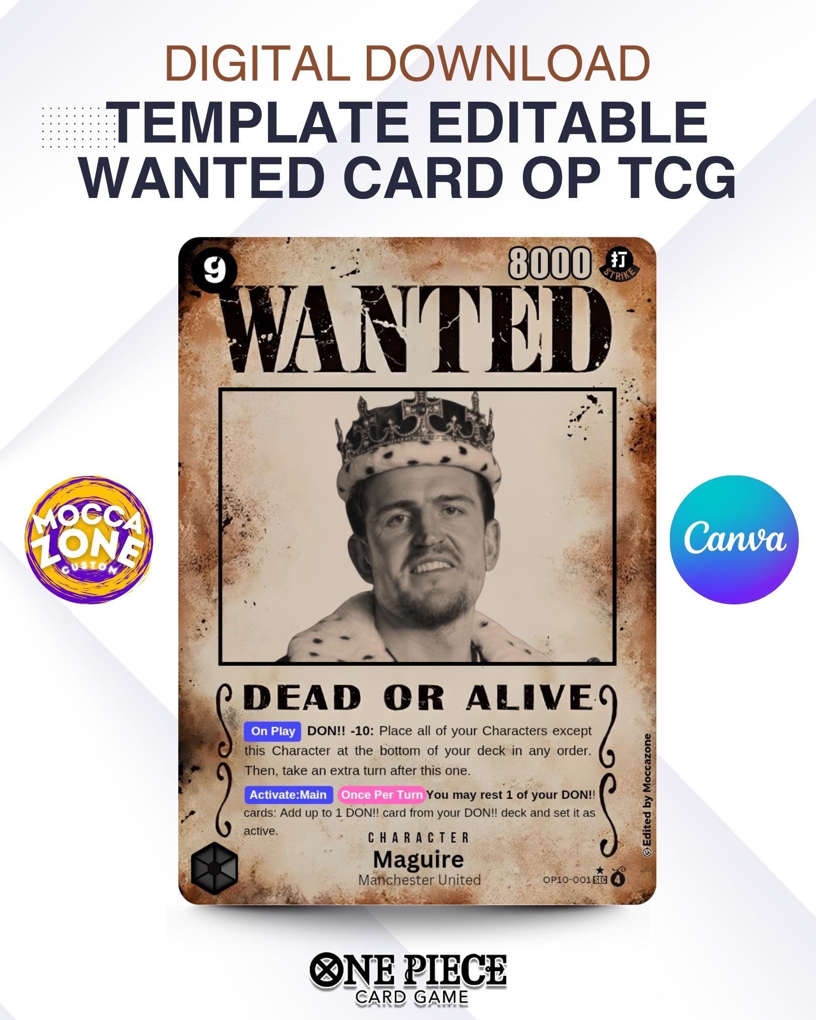 One Piece TCG Wanted Card Template, Editable Canva Template