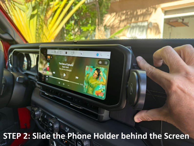 2024+ Jeep Wrangler Gladiator Phone Mount | MagSafe Charging | Dash Friction-Fit Holder | No-Tools Install | TrailMounts imagen 6