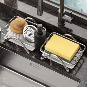 Stainless Steel Soap Dish for Bathroom Countertops—Drainable Soap and Laundry Soap Storage Rack with Openwork Design