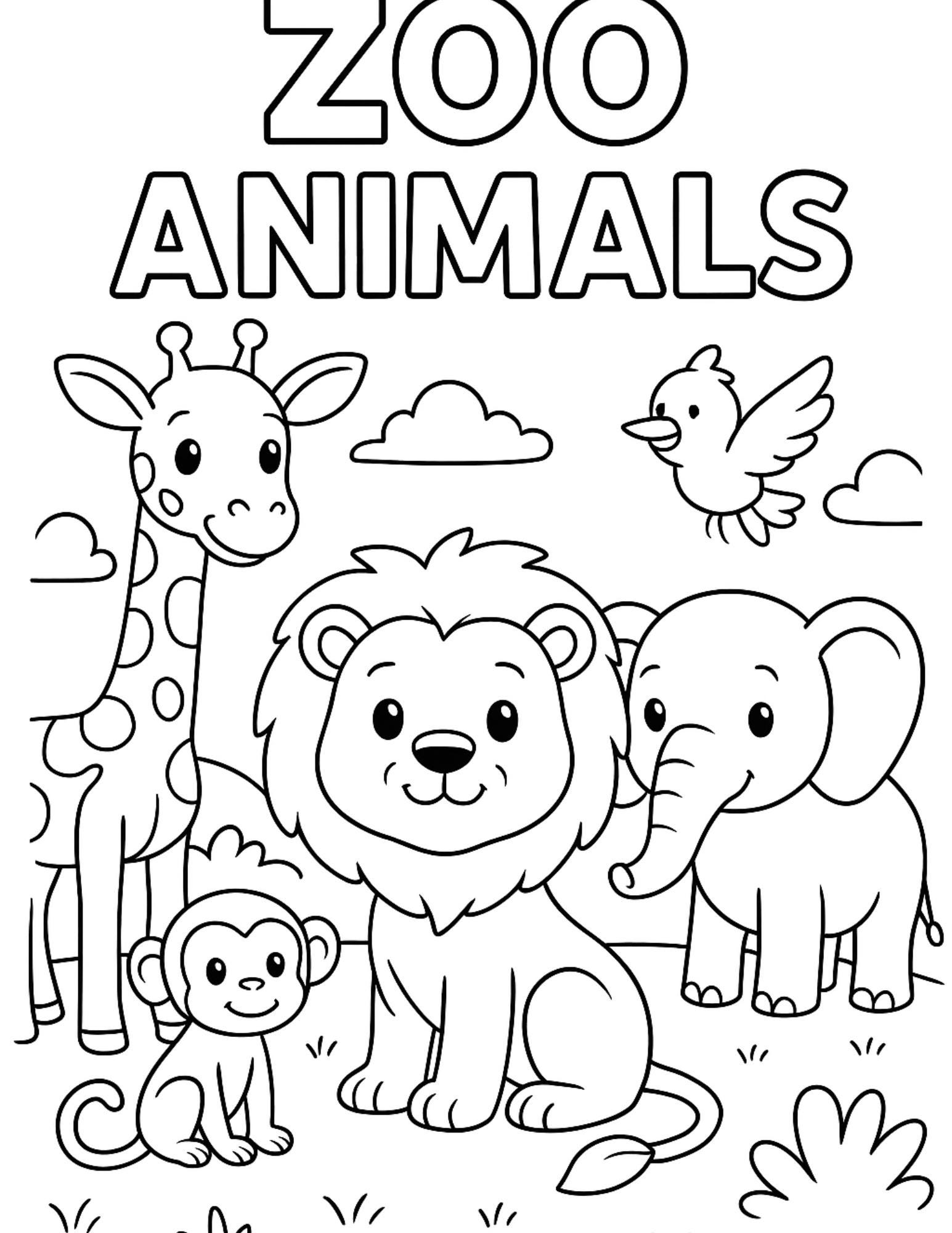 Zoo Animals Coloring Adventure- 5 Page Mini Coloring Book for Kids - Etsy