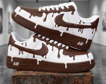 Custom Chocolate AF1 Shoes, Handmade Melting Chocolate Sneakers, Unique Streetwear AF1, Custom Air Force 1s, Birthday Gift for Sneakerhead