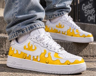 20th Birthday Gift, Custom Flame Sneakers, Hand Painted Shoes, Personalized Sneakers for Him Her, Unique Birthday Gift
