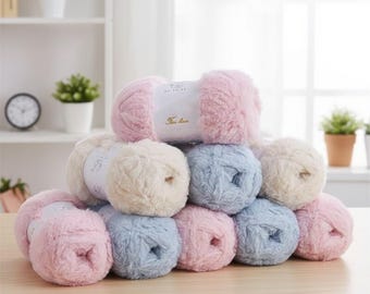 Faux Fur Mink Yarn, Soft Plush Polyester Fur Yarn, Hand Knitting Yarn for Finger Scarves and Bags