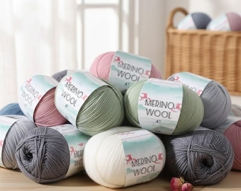 Merino Wool Yarn Skein 50g | Soft Medium Weight Yarn for Knitting Hats, Scarves, Sweaters & Baby Clothing