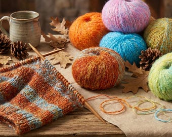 Hand Dyed Yarn, Maillard Gradient Mohair Wool, Fingering Weight, Space Dyed for Knitting Sweater Shawl, , Earthy Tones