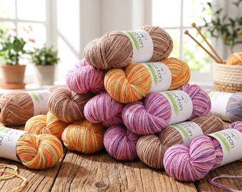 Rainbow Gradient Cotton Yarn, 100% Cotton Variegated Yarn, Soft Baby Yarn for Knitting Crochet, Sweater Scarf Hand Knitting Yarn