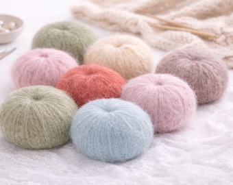 Silk Mohair Yarn, Soft Fluffy Knitting Yarn, 50g 137 Yards, Crochet Yarn for Sweater Scarf Hat,  Hand Knitting Wool Blend Yarn