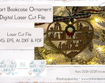 Digital File - Laser Cut Heart Bookcase Ornament