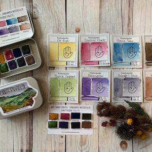 Handmade Watercolor Paints - IOWA PRAIRIE - Artisan Paint Palette, Set of 8 Half Pans Matte Watercolor
