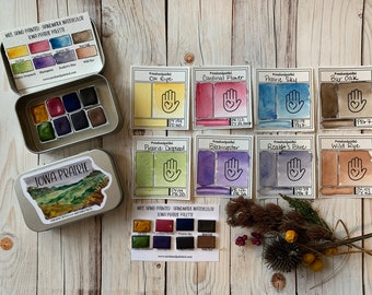 Handgefertigte Aquarellfarben - IOWA PRAIRIE - Artisan Paint Palette, Set mit 8 halben Näpfchen, mattes Aquarell