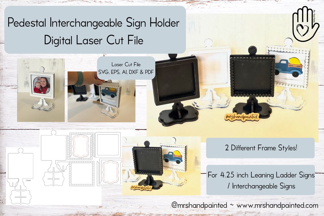 Laser Cut File - Drop in Pedestal Sign Tile Holder ~ Interchangeable ...
