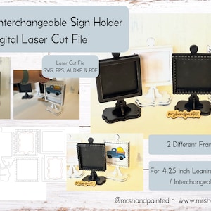 Laser Cut File - Drop In Pedestal Sign Tile Holder ~ Interchangeable Sign Backer - Digital Download