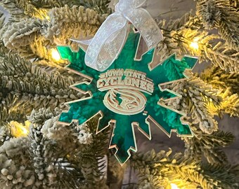 Iridescent Iowa State Snowflake Ornament