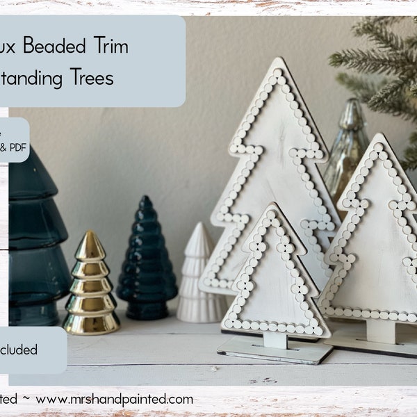 Digital Cut File - Laser Cut Faux Bead Trim Standing Trees