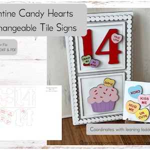 Digital Laser Cut File - Valentine Candy Hearts Interchangeable Sign Tiles