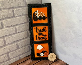 Letreros intercambiables con escalera inclinada y telarañas de Halloween