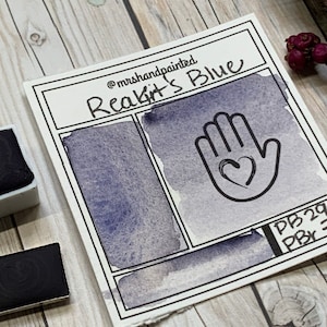 Handmade Watercolor Paints - REAKIRT&#39;S BLUE - Artisan Paint Palette, Half Pans Matte Watercolor, Blue Grey / Blue Gray