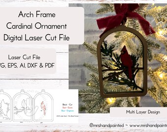 Digital Cut File - Arch Frame Cardinal Ornament