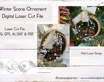 Digital Cut File - Winter Scene Ornament