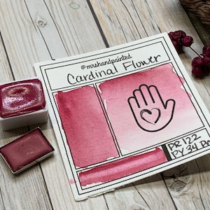 Handmade Watercolor Paints - CARDINAL FLOWER - Artisan Paint Palette, Half Pans Matte Watercolor, Dark Pink