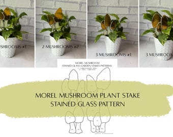 Digital File - Morel Mushroom Stained Glass Garden Stake Pattern